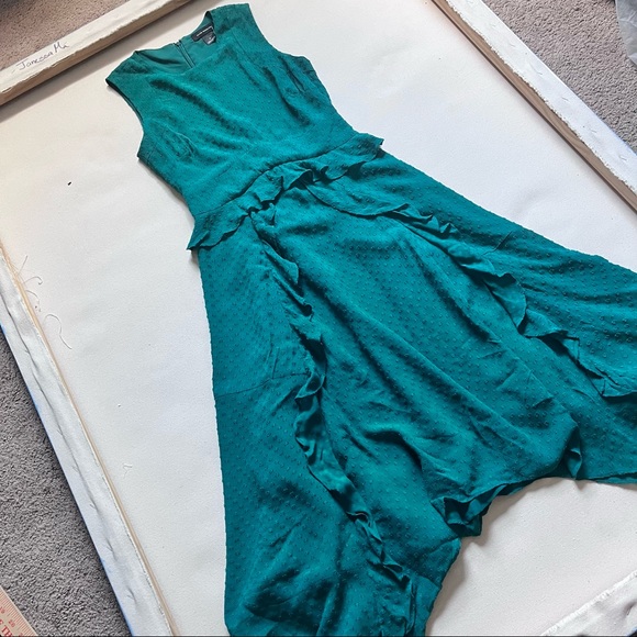 Club Monaco Swiss Dot Emerald Green Midi Dress - Picture 5 of 12